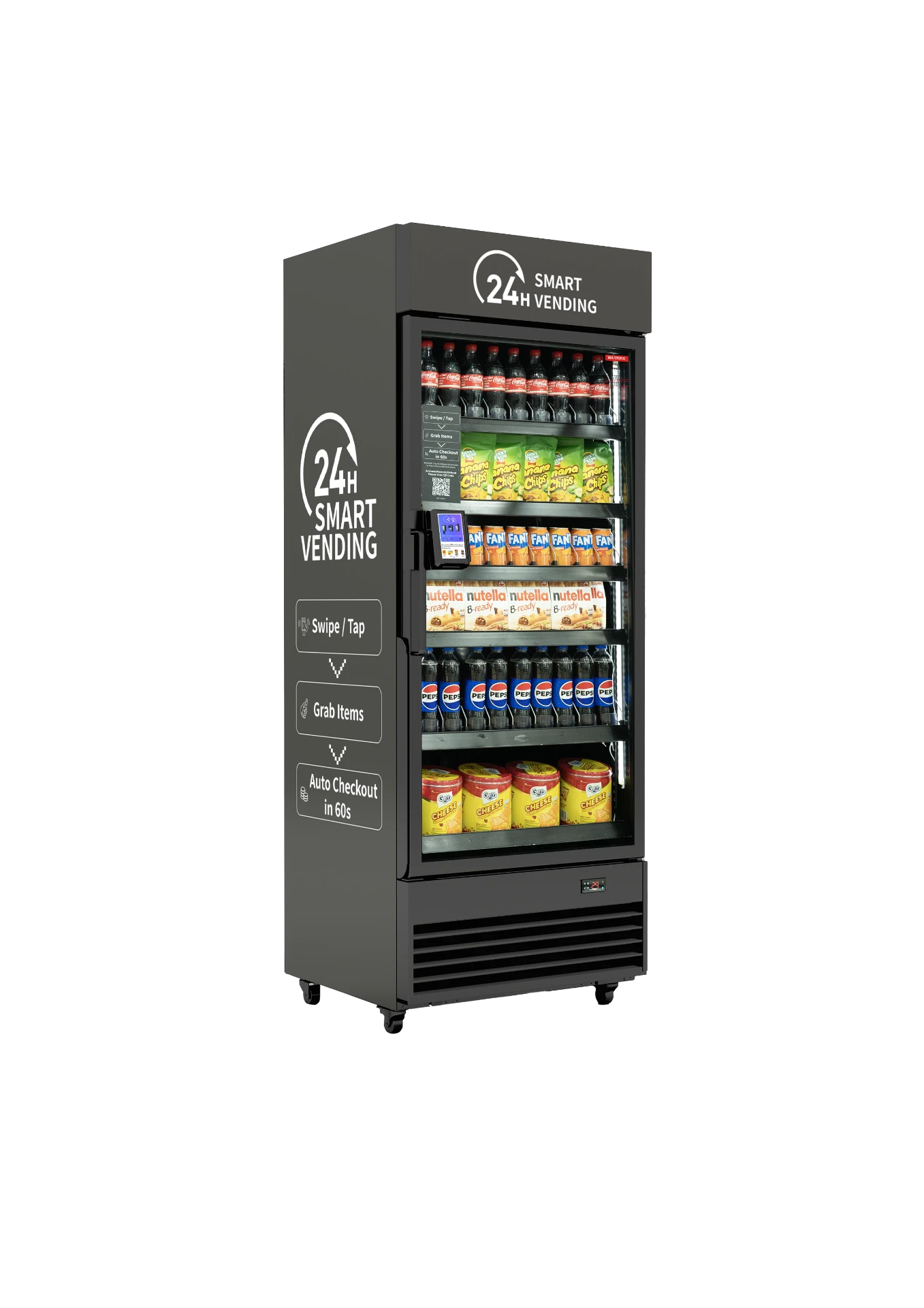 Get What You Want Pro 542 smart cooler stocked with snacks and drinks